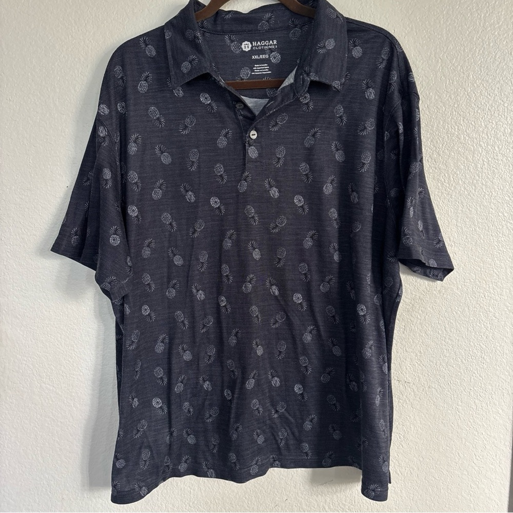 Haggar Men's Dark Patterned Polo Shirt